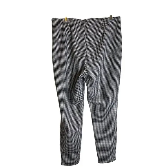 Ann Taylor Black & White Houndstooth High-Waist Pants With Side Zipper Size LP - Picture 2 of 9